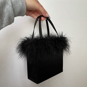 Mini Black feathered bag